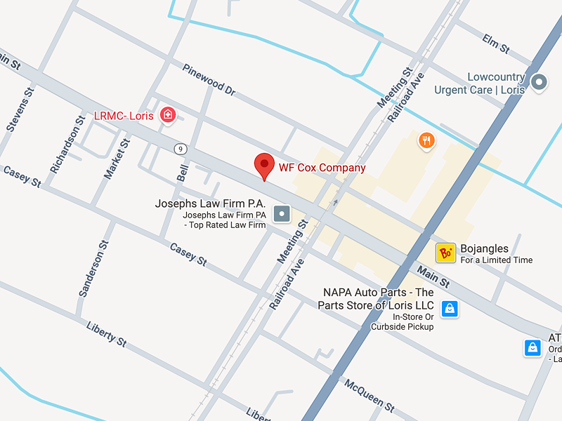 Location of W.F. Cox Flooring in Loris, SC